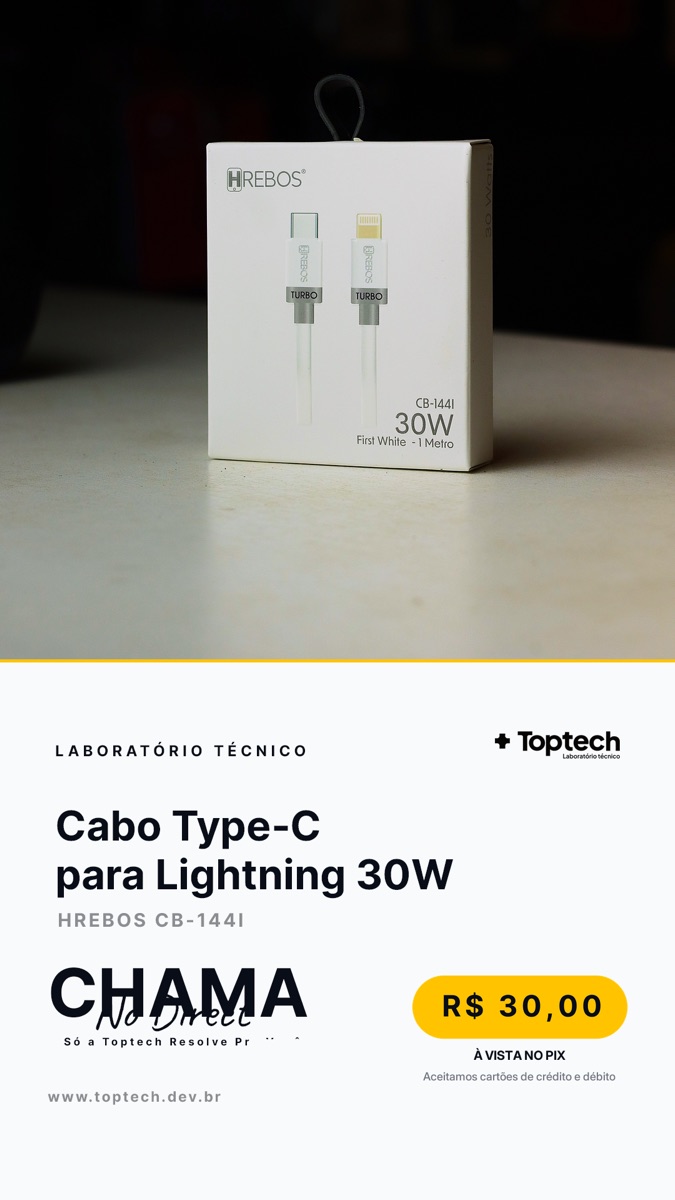 Cabo Type-C para Lightning 30W Hrebos