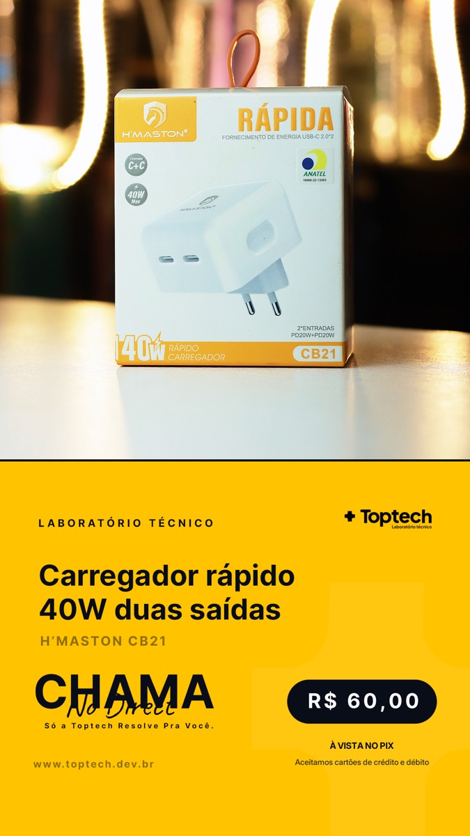 Carregador rápido 40W duas saídas H'Maston
