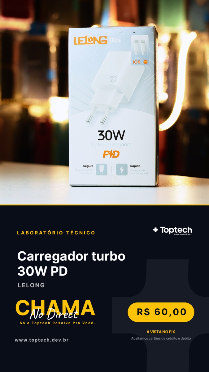 Carregador turbo 30W PD Lelong