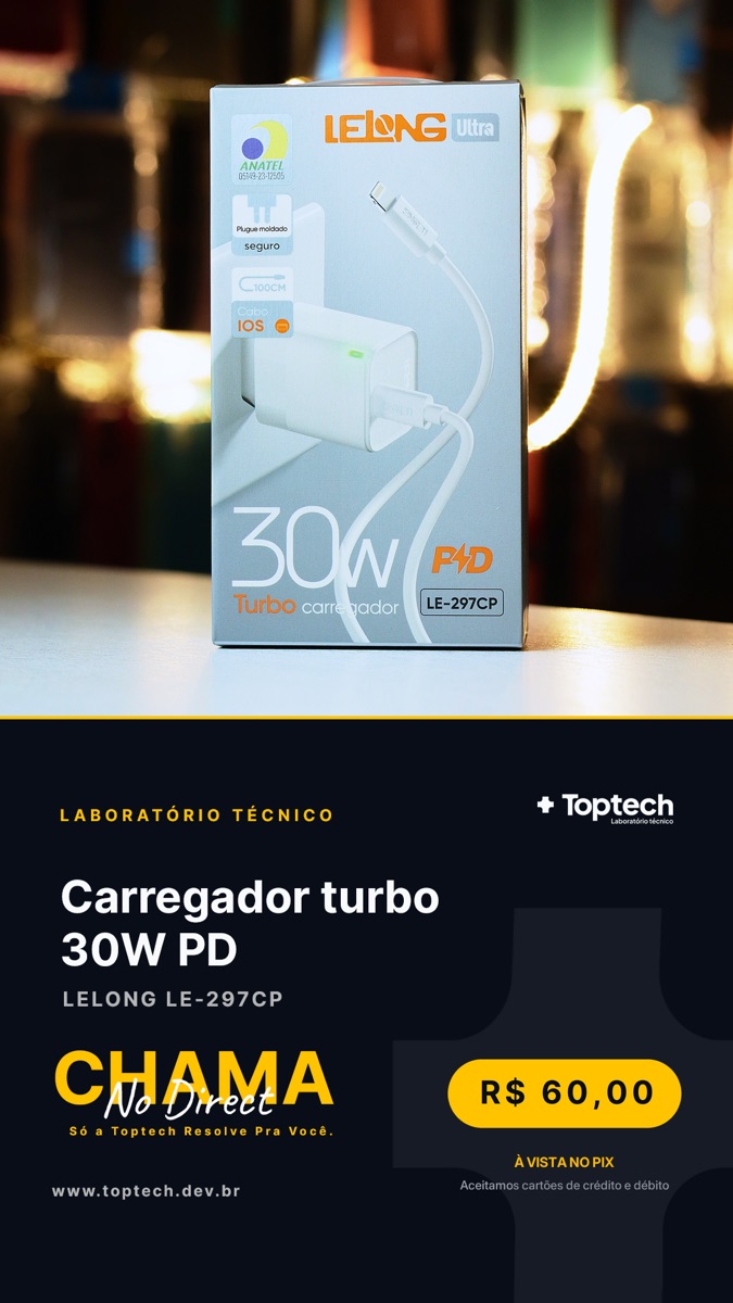 Carregador turbo 30W PD Lelong