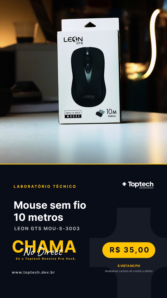 Mouse sem fio 10 metros Leon GTS