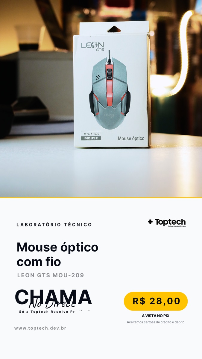 Mouse óptico com fio Leon GTS