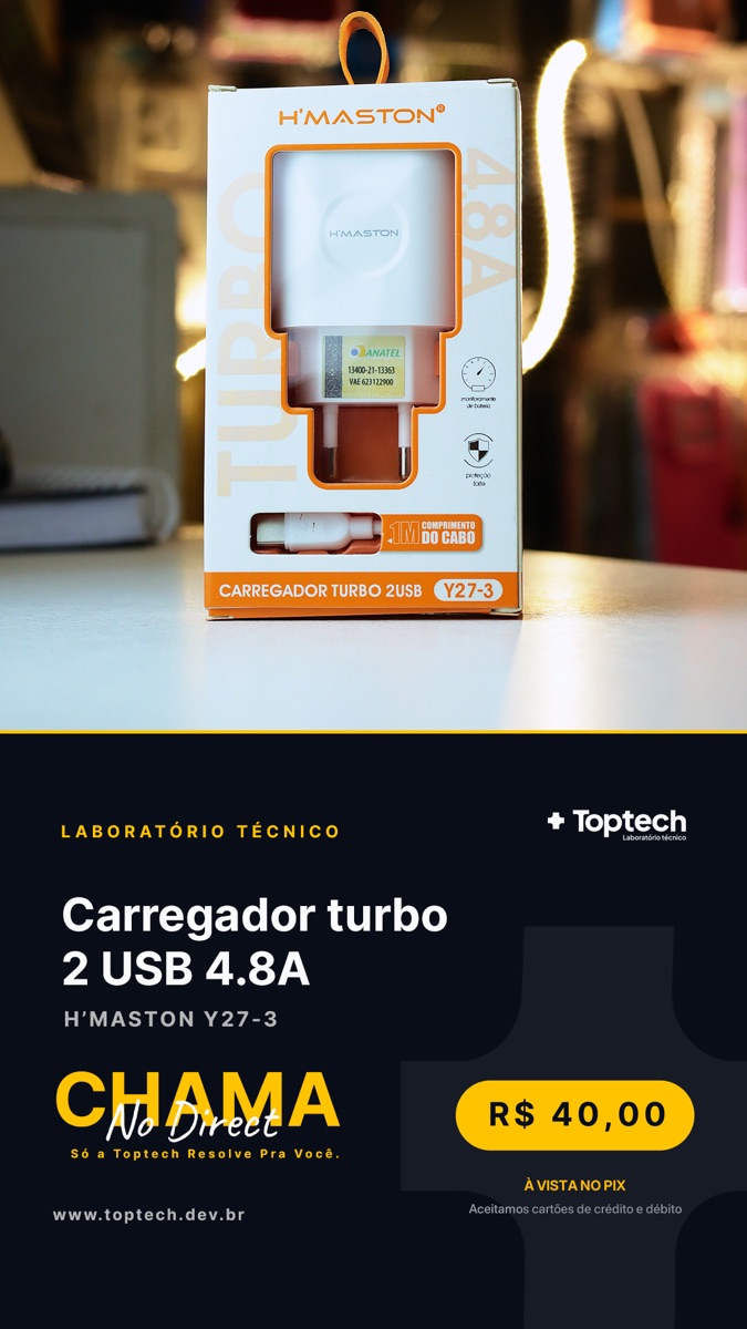 Carregador turbo 2 USB 4.8A H'Maston