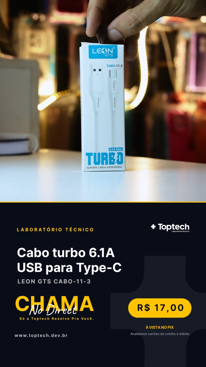 Cabo turbo 6.1A USB para Type-C Leon GTS