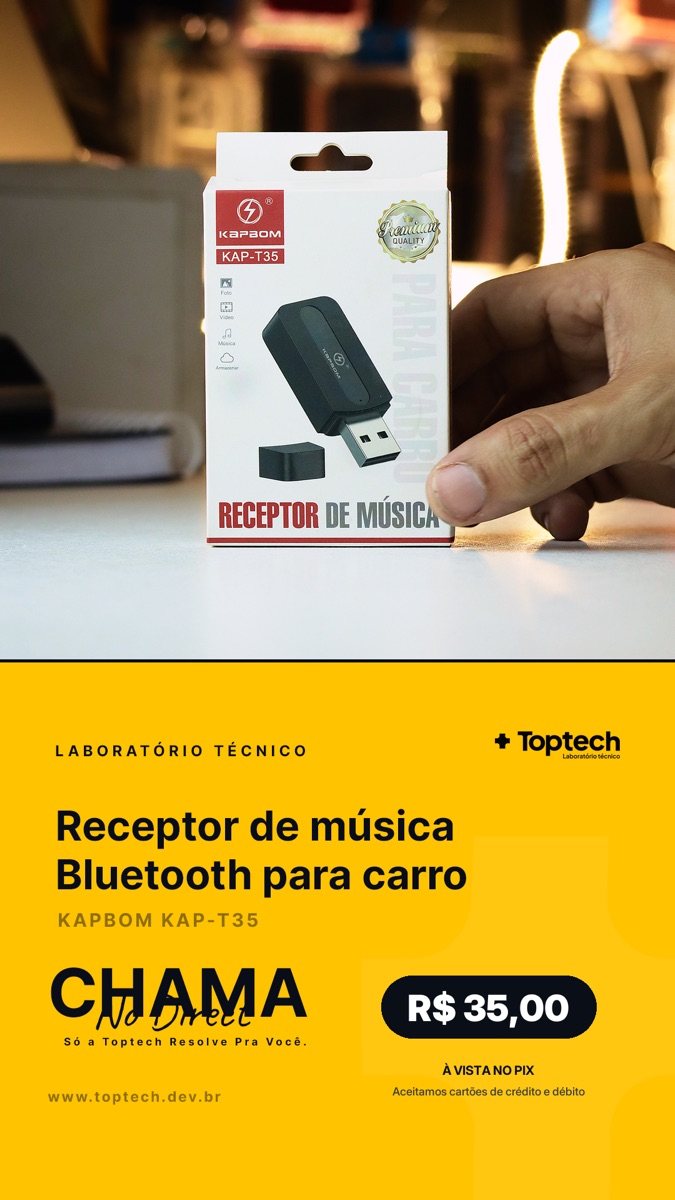 Receptor de música Bluetooth para carro Kapbom