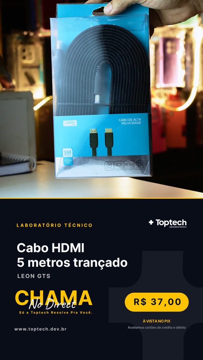 Cabo HDMI 5 metros trançado Leon GTS