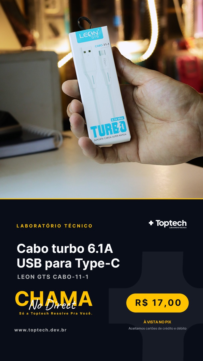 Cabo turbo 6.1A USB para Type-C Leon GTS