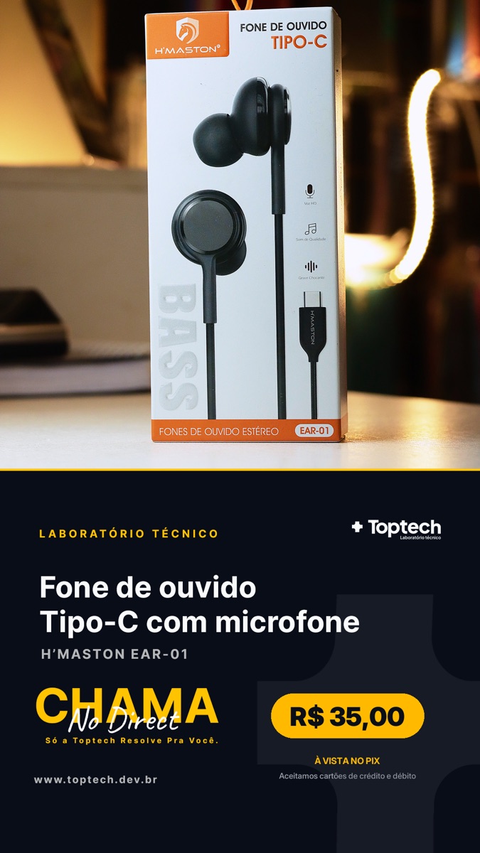 Fone de ouvido Tipo-C com microfone H'Maston