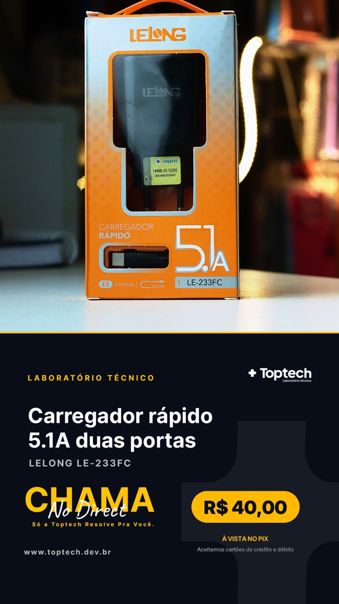 Carregador rápido 5.1A duas portas Lelong