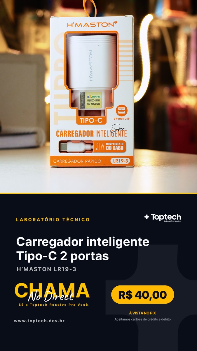 Carregador inteligente Tipo-C 2 portas H'Maston