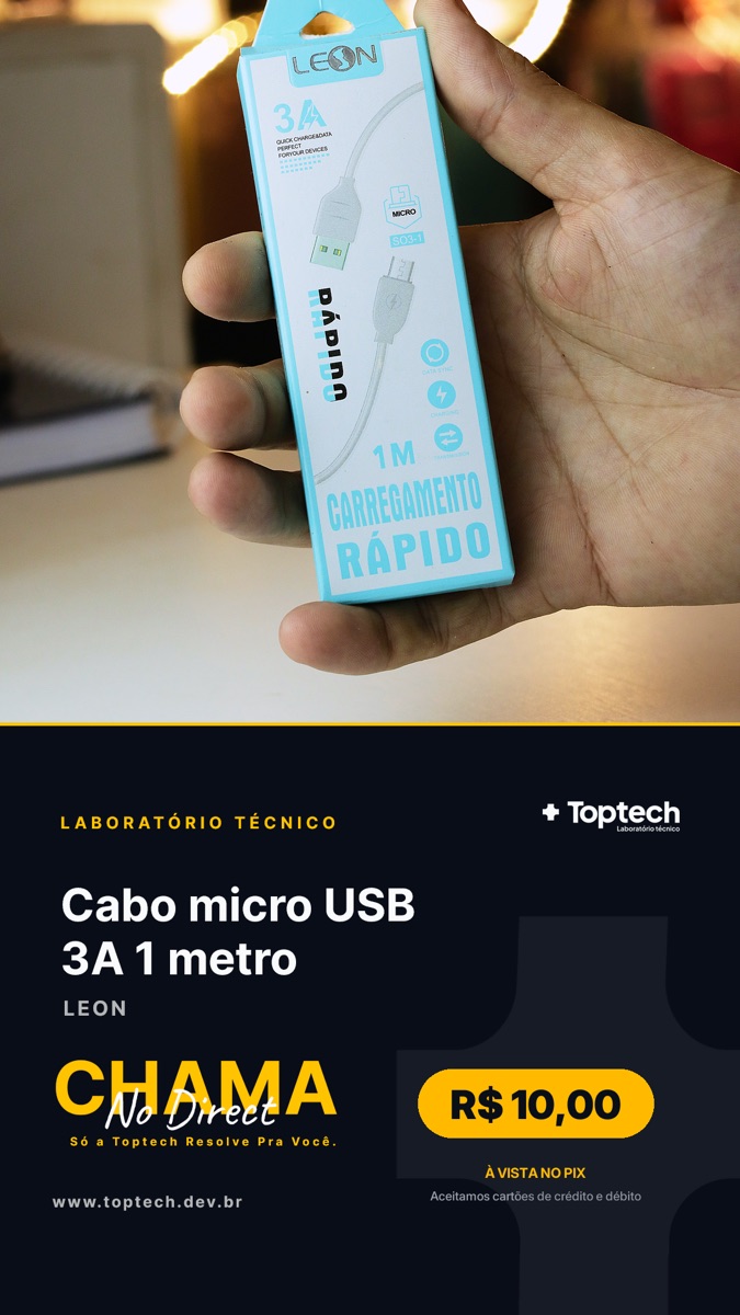 Cabo micro USB 3A 1 metro Leon